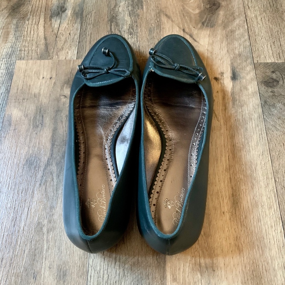 Brooks Brothers Classic Made In Italy Hunter Green Leather Flat w tassel Size 10 - Picture 4 of 7